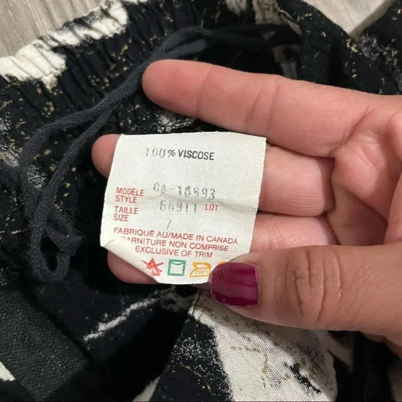 Vtg black and white floral women palazzo Wide leg pants - Picture 7 of 10